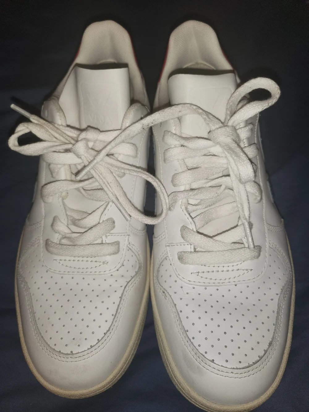 Veja Women's White Sneakers with Red Heel Patch